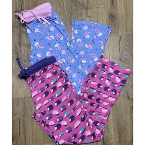 Nite Nite By Munki Munki Pajama Pants Women’s XS LOT OF 2 Kitty Hedgehog Lounge
